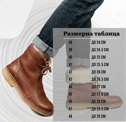 (🔥Оферта за ограничено време: 60% отстъпка - Не я пропускайте!)⏰ - Меки и удобни топли обувки от овча кожа в ретро стил ✅зимна поларена подложка + ръчно шиене👞 (с опора за свода на стъпалото за по-лесно ходене)