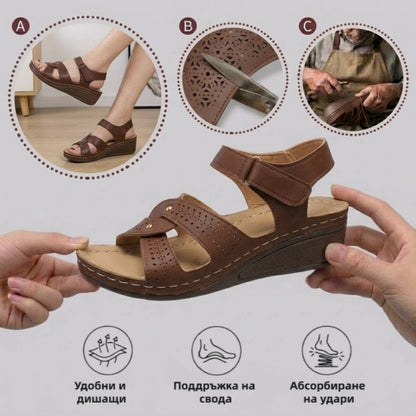 【⏰60% отстъпка днес! Не пропускайте!】👡AMBETALE®Ергономични сандали с ортопедични стелки   ✅която спомага за облекчаване на болките в краката, стабилизира петата и намалява нестабилността при ходене