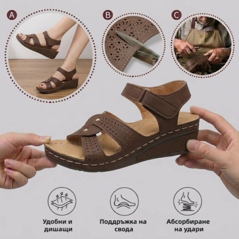 【⏰60% отстъпка днес! Не пропускайте!】👡AMBETALE®Ергономични сандали с ортопедични стелки   ✅която спомага за облекчаване на болките в краката, стабилизира петата и намалява нестабилността при ходене