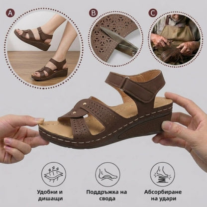 【⏰60% отстъпка днес! Не пропускайте!】👡AMBETALE®Ергономични сандали с ортопедични стелки   ✅която спомага за облекчаване на болките в краката, стабилизира петата и намалява нестабилността при ходене