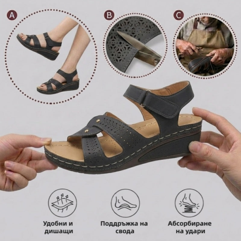 【⏰60% отстъпка днес! Не пропускайте!】👡AMBETALE®Ергономични сандали с ортопедични стелки   ✅която спомага за облекчаване на болките в краката, стабилизира петата и намалява нестабилността при ходене