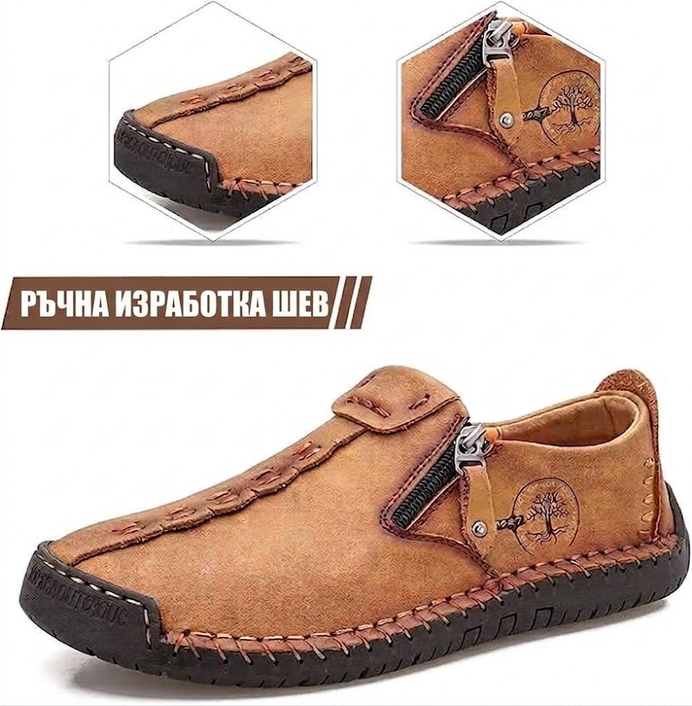 (🔥60% отстъпка днес - не пропускайте!) AMBETALE® - Мъжки кожени ортопедични обувки ✅ Край на болката в краката, комфорт през целия ден!