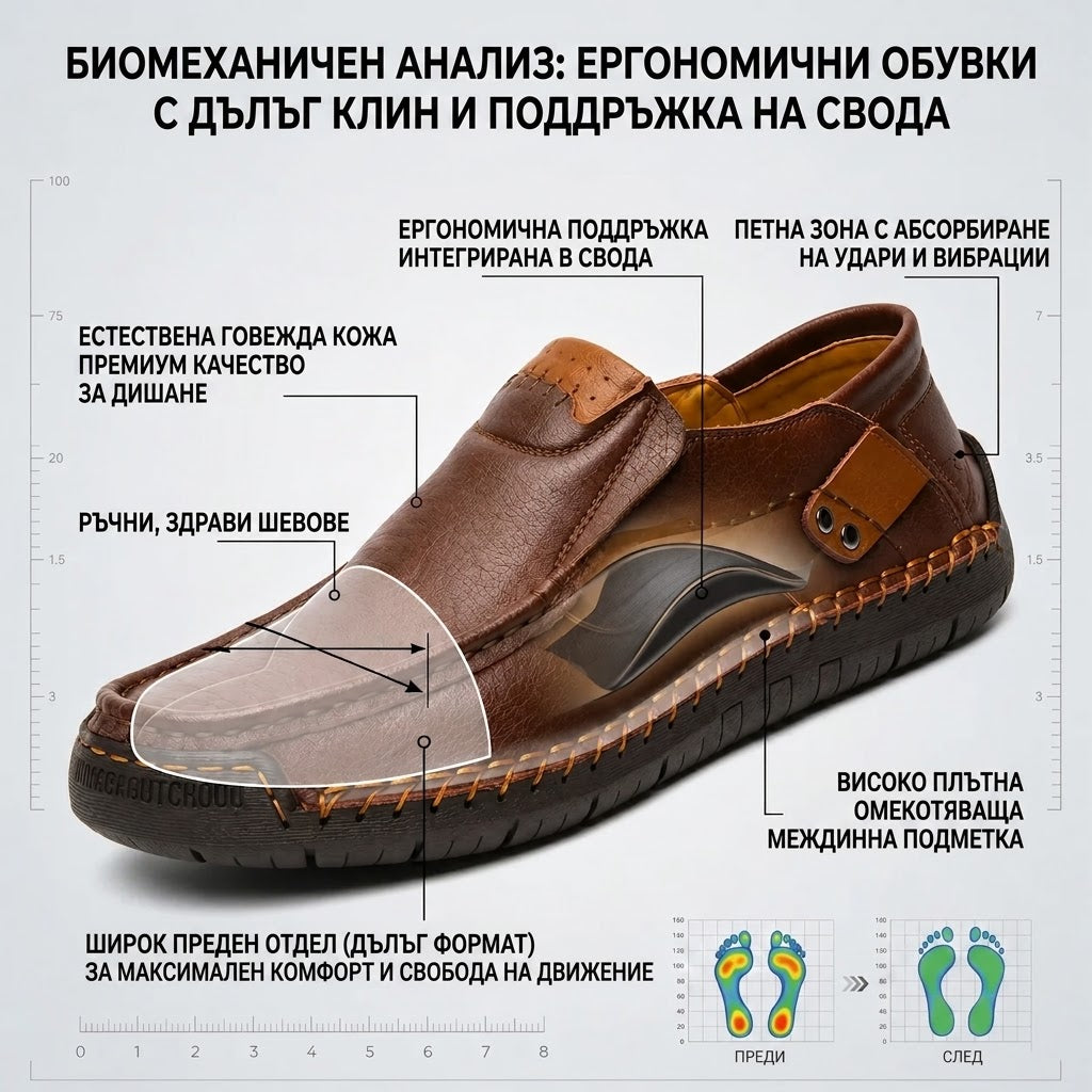 (🔥60% отстъпка днес - не пропускайте!) AMBETALE® - Мъжки кожени ортопедични обувки ✅ Край на болката в краката, комфорт през целия ден!