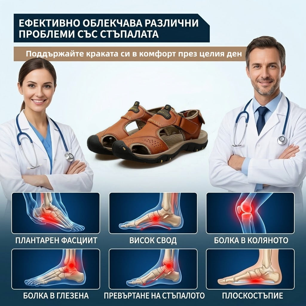 【⏰60% отстъпка днес! Не пропускайте!】⏰AMBETALE® Ергономичност --- Меки и удобни сандали от телешка кожа (поддръжката на свода улеснява ходенето)