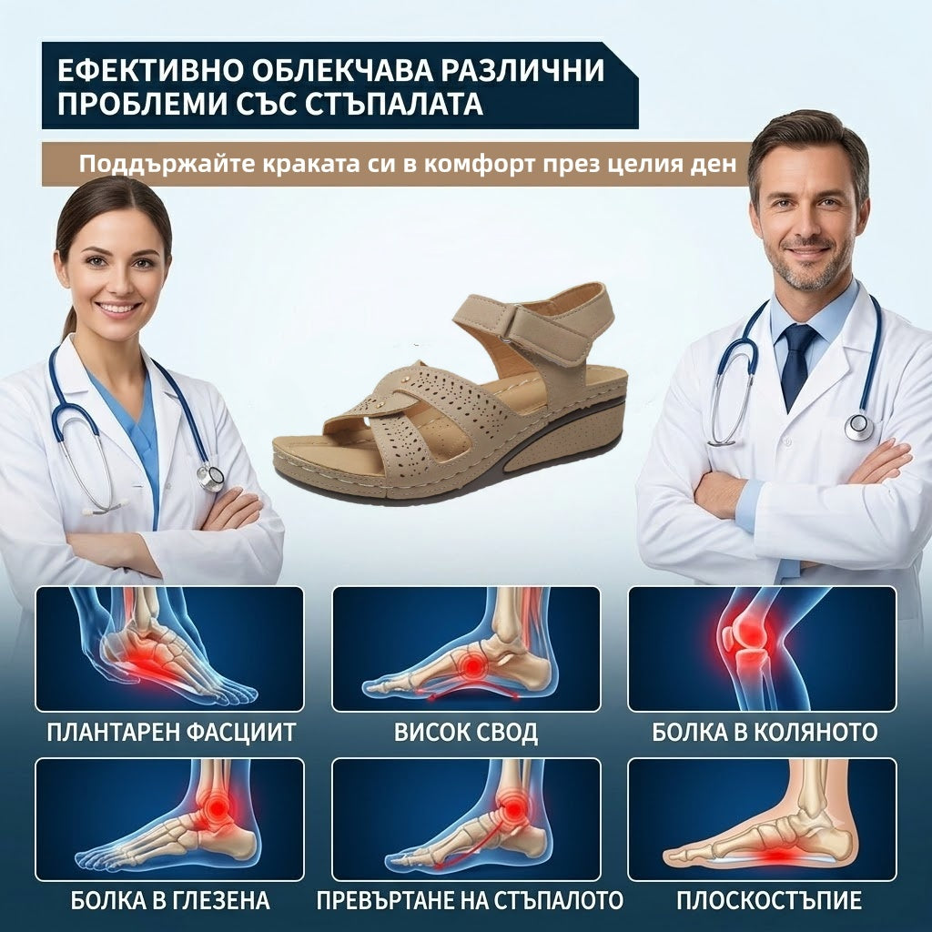 【⏰60% отстъпка днес! Не пропускайте!】👡AMBETALE®Ергономични сандали с ортопедични стелки   ✅която спомага за облекчаване на болките в краката, стабилизира петата и намалява нестабилността при ходене