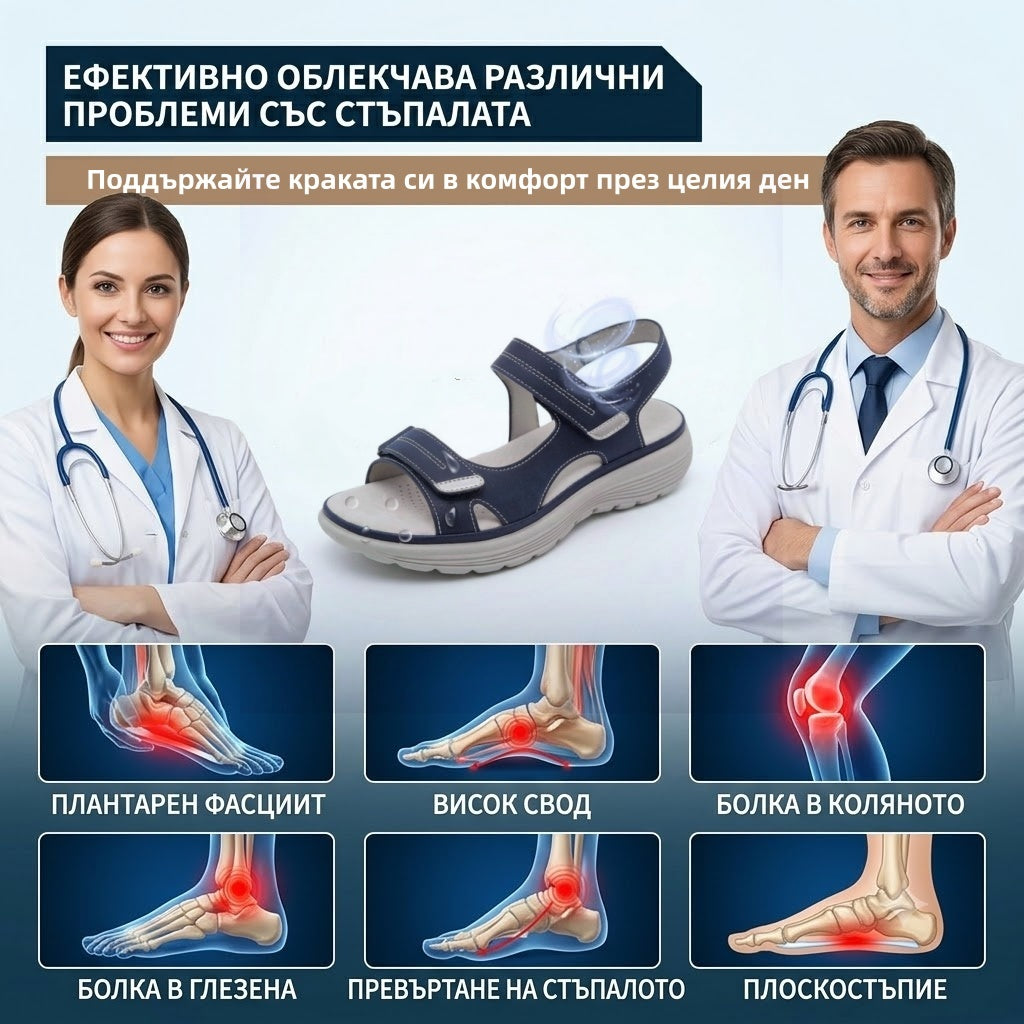 ⏰ Последен ден! 60% отстъпка! Не пропускайте! Ергономично проектирани ортопедични сандали с абсорбиране на удари. ✅ Здравословни ортопедични сандали, създадени специално за европейски жени.