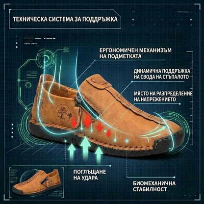 (🔥60% отстъпка днес - не пропускайте!) AMBETALE® - Мъжки кожени ортопедични обувки ✅ Край на болката в краката, комфорт през целия ден!