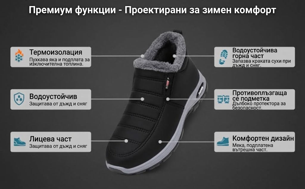 🎉 Специално предложение за днес: 60% отстъпка – не пропускайте! ⏰ Ергономични ортопедични зимни обувки, които ефективно облекчават болките в стъпалата,коленете и гърба ✅ подходящи както за мъже, така и за жени.