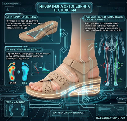 【⏰60% отстъпка днес! Не пропускайте!】👡AMBETALE®Ергономични сандали с ортопедични стелки   ✅която спомага за облекчаване на болките в краката, стабилизира петата и намалява нестабилността при ходене